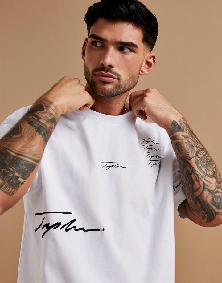 Topman Signature Placement Print T-shirt In White