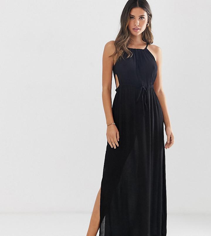 Akasa Exclusive Keyhole Cut Out Beach Maxi Dress In Black