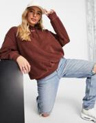 Nike Mini Swoosh Oversized Plush Hoodie In Burgundy-purple