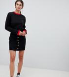 Kubban Tall Denim Button Through A-line Skirt - Black