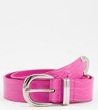 Glamorous Exclusive Belt In Pink Croc With Silver Tipping