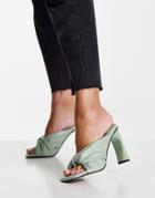 Topshop Reuben Padded High Mules In Green