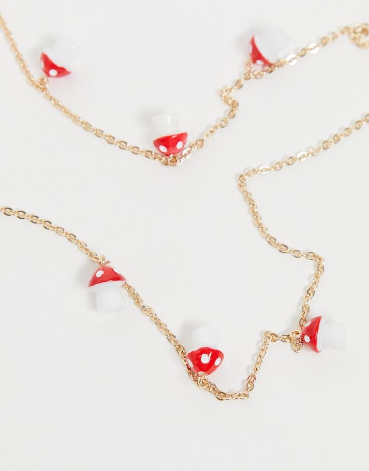Asos Design Sunglasses Chain With Mushroom Beads In Gold