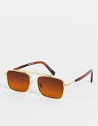 Spitfire Jordell 2 Aviator Sunglasses In Gold With Brown Lens