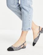 Asos Design Lively Slingback Ballet Flats In Check-multi