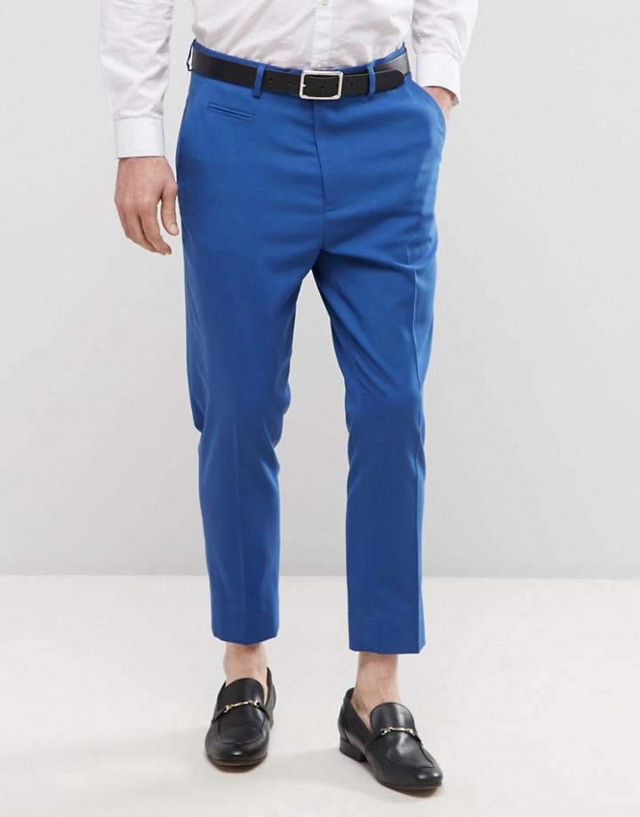 Asos Tapered Smart Pants In Blue - Blue