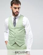 Only & Sons Super Skinny Vest In Cotton Sateen - Green
