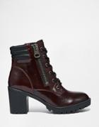 Steve Madden Noodless Burgundy Lace Up Heeled Boots - Red