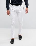 Asos Super Skinny Pant With Satin Trim In White - White