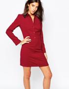 Sisley Shirt Dress With Bib Detail - Red