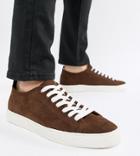 Asos Design Wide Fit Vegan Friendly Sneakers In Brown Faux Suede With Crepe Look Sole - Brown