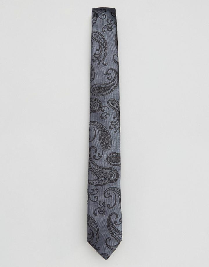 Ted Baker Tie In Paisley 5.5cm - Gray