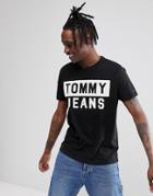 Tommy Jeans Large Logo T-shirt In Black - Black