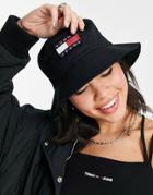 Tommy Jeans Organic Cotton Heritage Logo Bucket Hat In Black