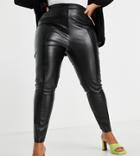 Asos Design Curve Super Skinny Sculpt Leather Look Pant In Black