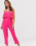 Asos Design Double Layer Cami Peg Jumpsuit - Pink