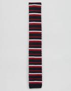 Selected Homme Knitted Tie With Stripe - Navy