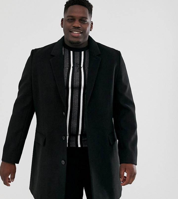 New Look Plus Overcoat In Black