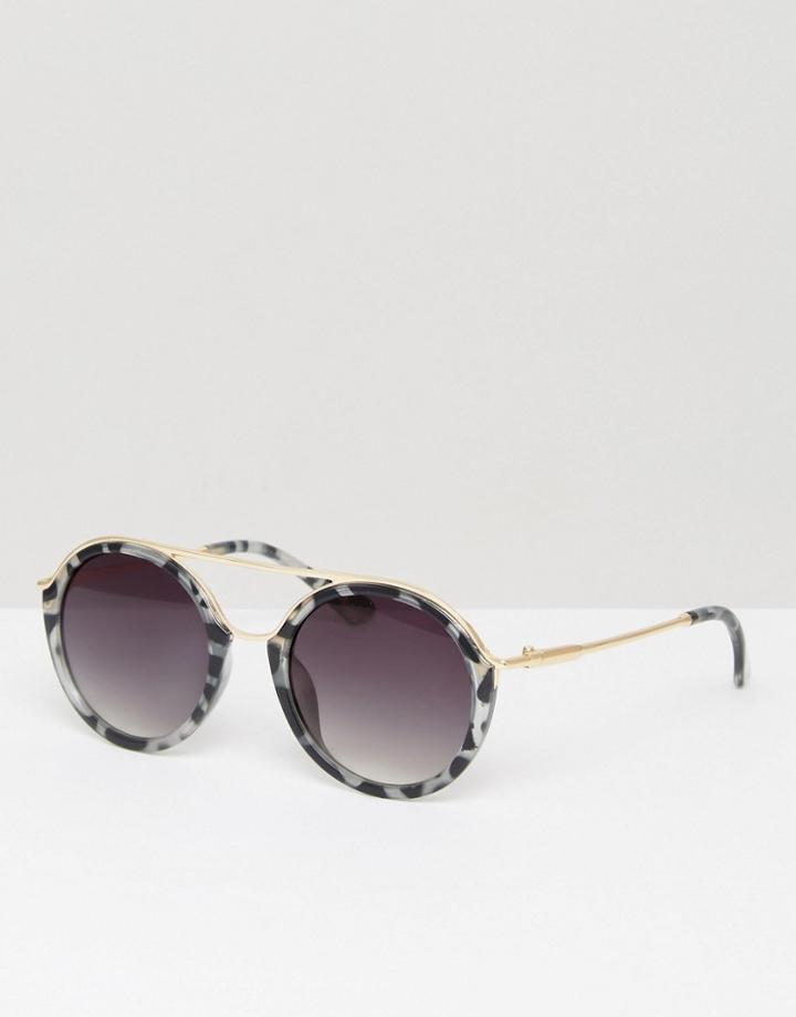7x Round Tortoiseshell Sunglasses - Brown