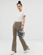 Asos Design Slim Kick Flare Pants In Light Based Check-multi