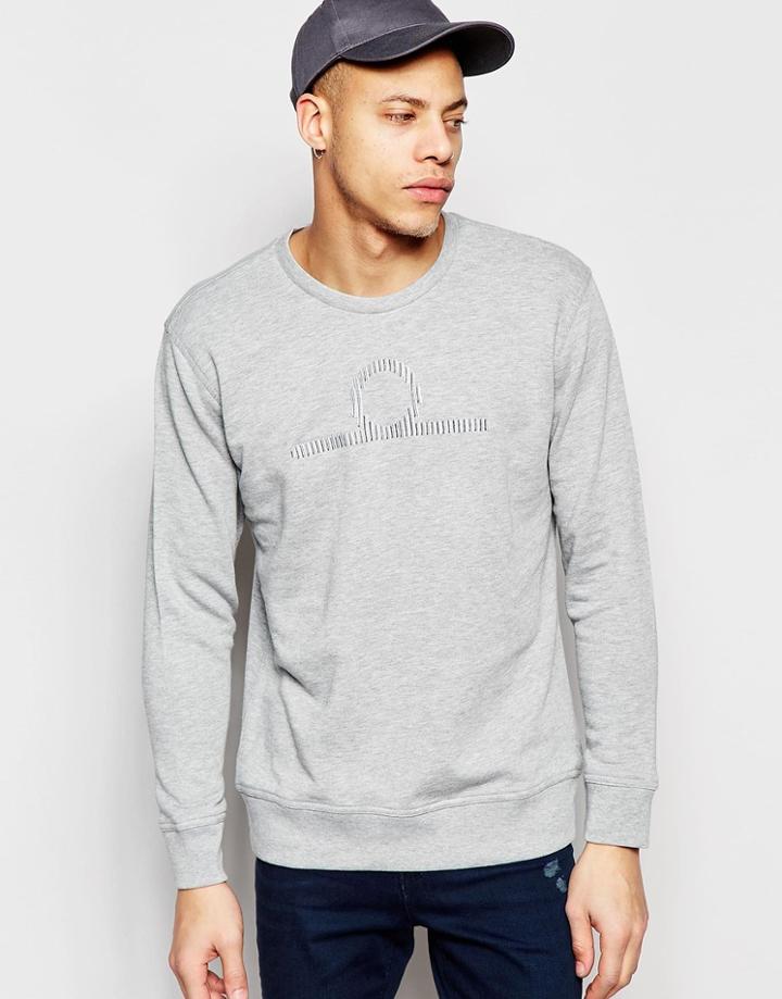 Waven Crew Sweatshirt Leo Embroidered Motif Logo In Gray Marl - Gray Marl