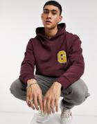 Jack & Jones Originals Oversized Hoodie With Collegiate Chest Logo In Burgundy-red