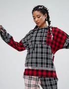 Jaded London Oversized Hoodie In Patchwork Check Co-ord - Multi