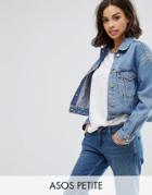 Asos Petite Denim Jacket In Midwash Blue - Blue