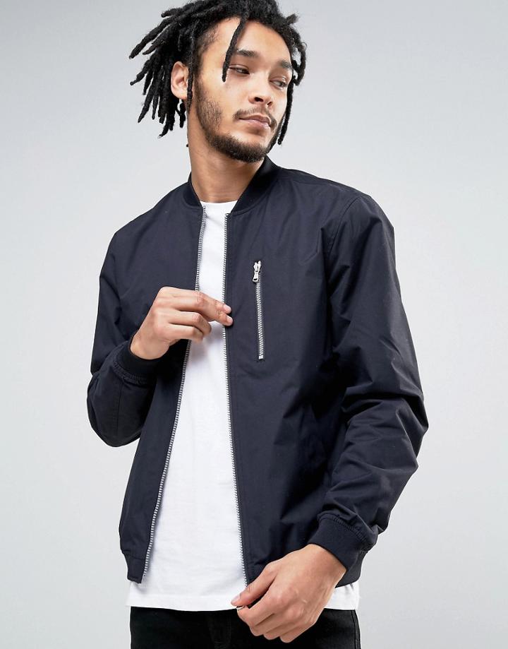 Esprit Lightweight Bomber Jacket With Chest Pocket - Navy