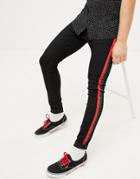 Sixth June Skinny Jeans In Black With Colored Side Stripe - Black