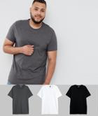 Asos Design Plus 3 Pack T-shirt With Crew Neck Save-multi