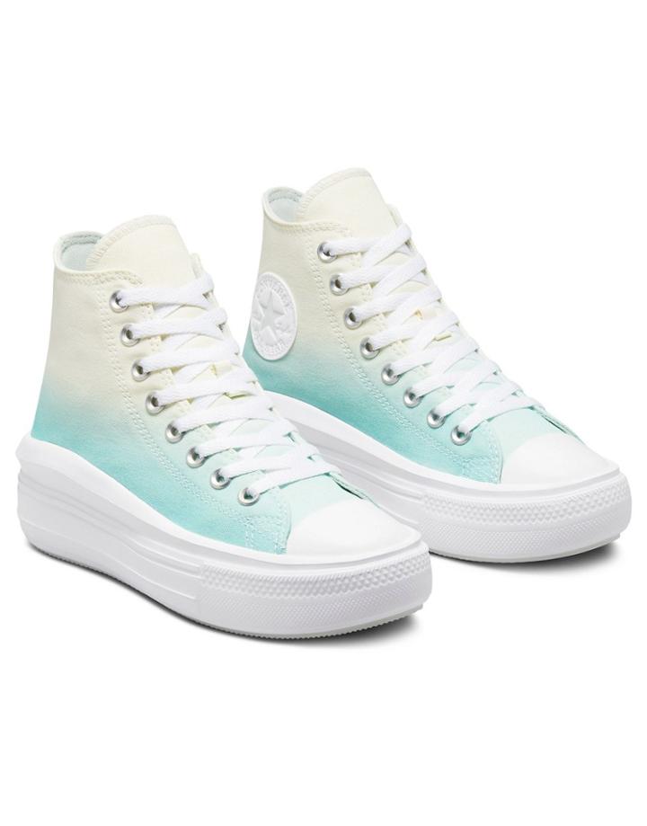 Converse Chuck Taylor All Star Hi Move Ombre Canvas Platform Sneakers In Egret/light Dew-white