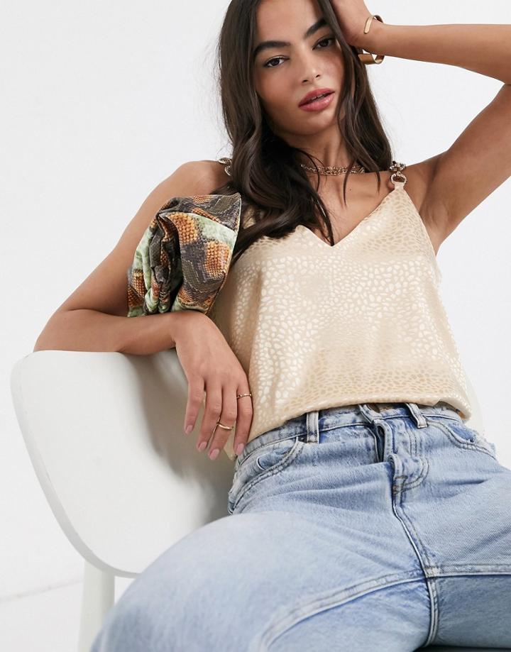 River Island Chain Link Detail Cami In Gold