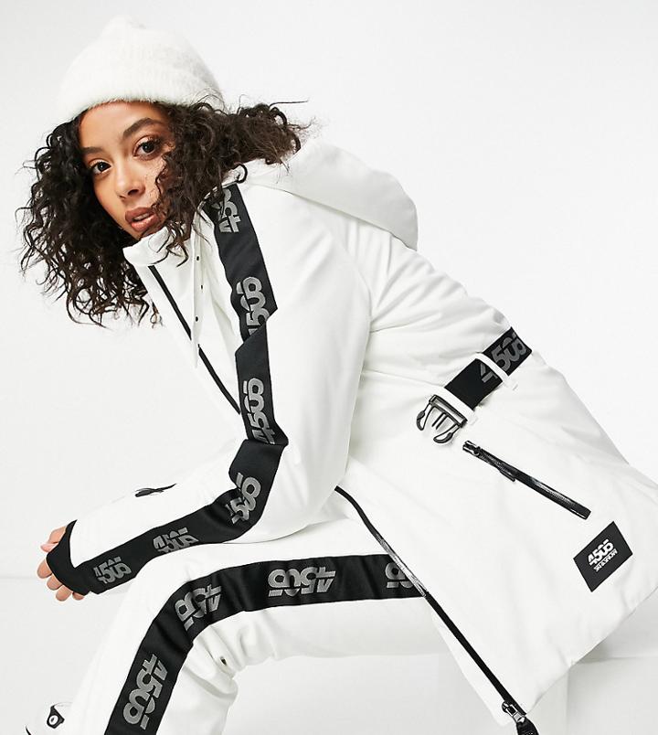 Asos 4505 Tall Ski Belted Ski Jacket With Logo Detail In Mono-multi