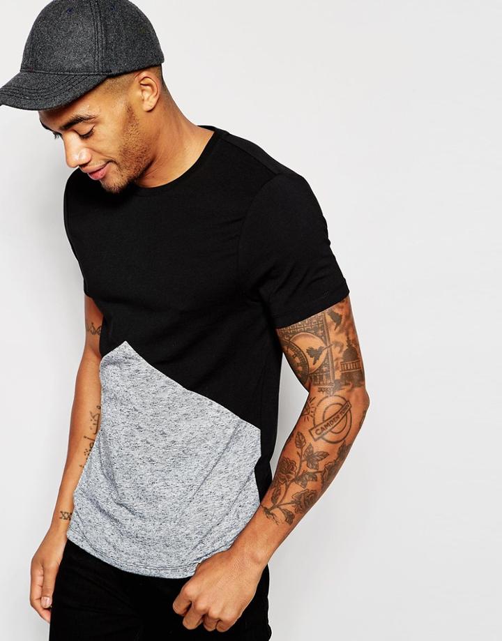 Asos Muscle T-shirt With Triangle Cut And Sew In Nep Fabric