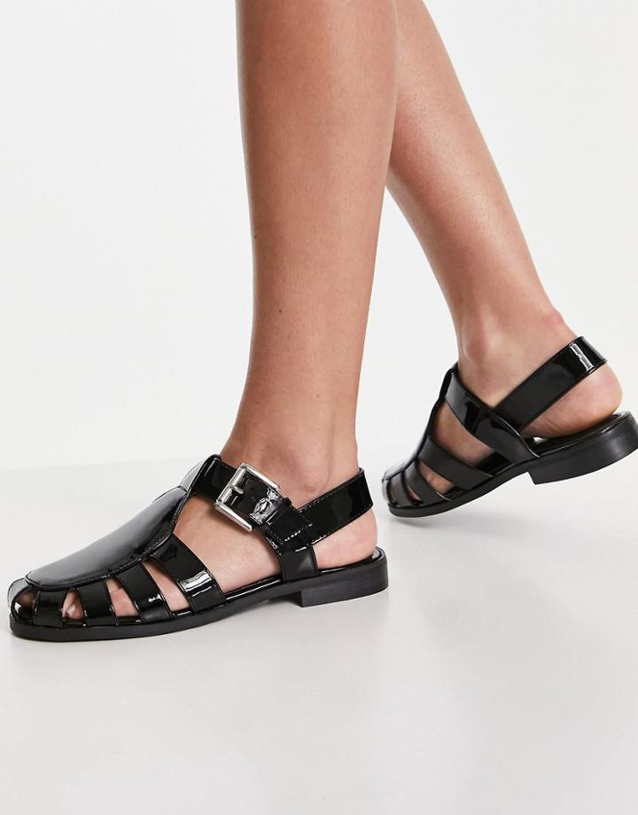 Asos Design Monika Fisherman Flat Shoe In Black