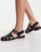 Asos Design Monika Fisherman Flat Shoe In Black