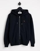 Abercrombie & Fitch 3d Icon Logo Relaxed Fit Full Zip Hoodie In Black