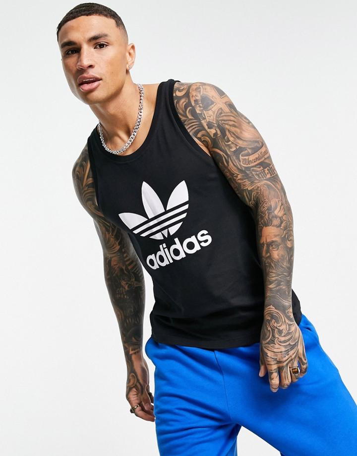 Adidas Originals Large Trefoil Tank In Black