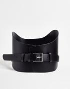 Svnx Metal Trim Wide Waist Belt In Black