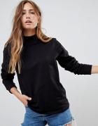 Asos Design Lightweight High Neck Sweat In Black - Black