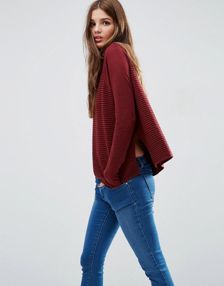 Asos Ripple Stitch Sweater - Red