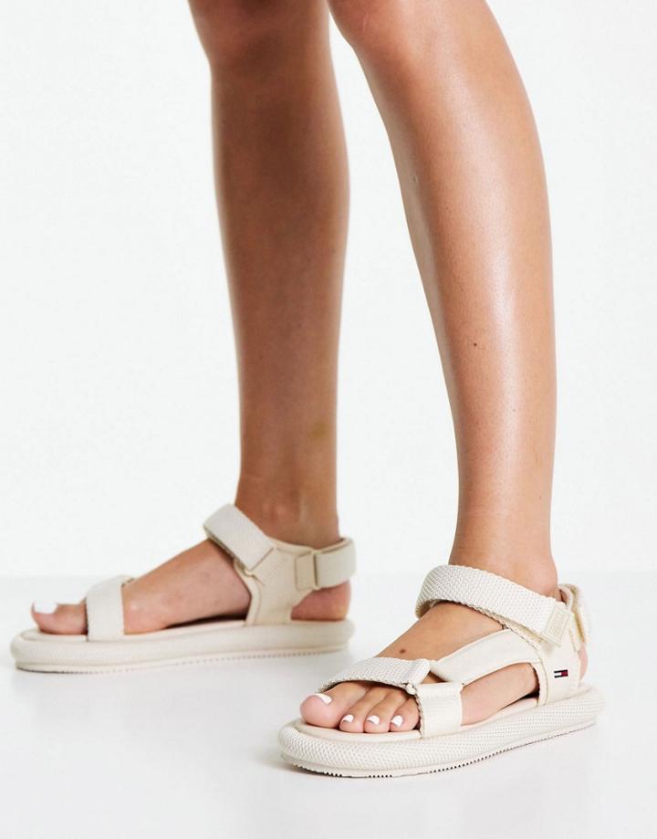 Tommy Jeans Ankle Strap Sandal In Cream-white