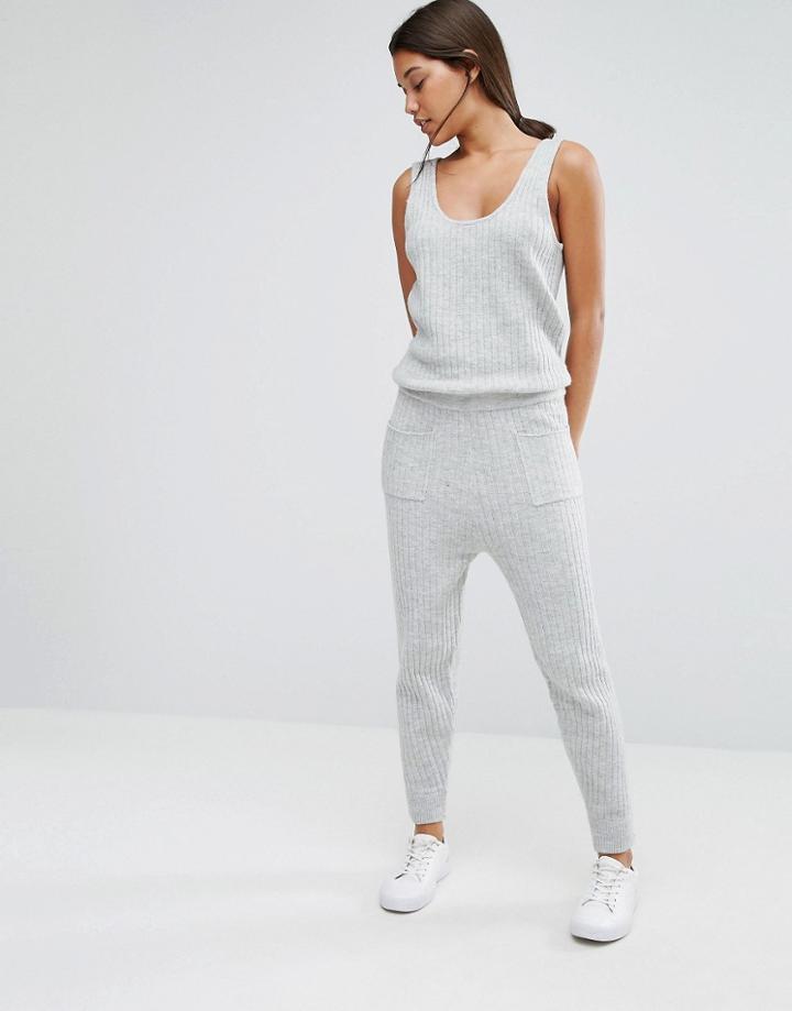 Micha Lounge Knitted Ribbed Jumpsuit - Gray