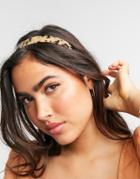 Asos Design Plastic Headband In Milky Tort-brown