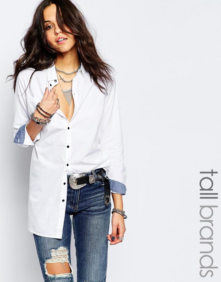 Noisy May Tall Longline White Shirt - White