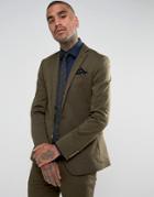 Devils Advocate Super Skinny Plain Suit Jacket - Green
