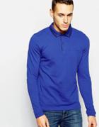 Dkny Polo Shirt Herringbone And Chainstitch - Blue