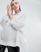 Boohoo Polka Dot Oversized Shirt - White