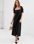 Asos Design Prairie Broderie Maxi Dress - Black